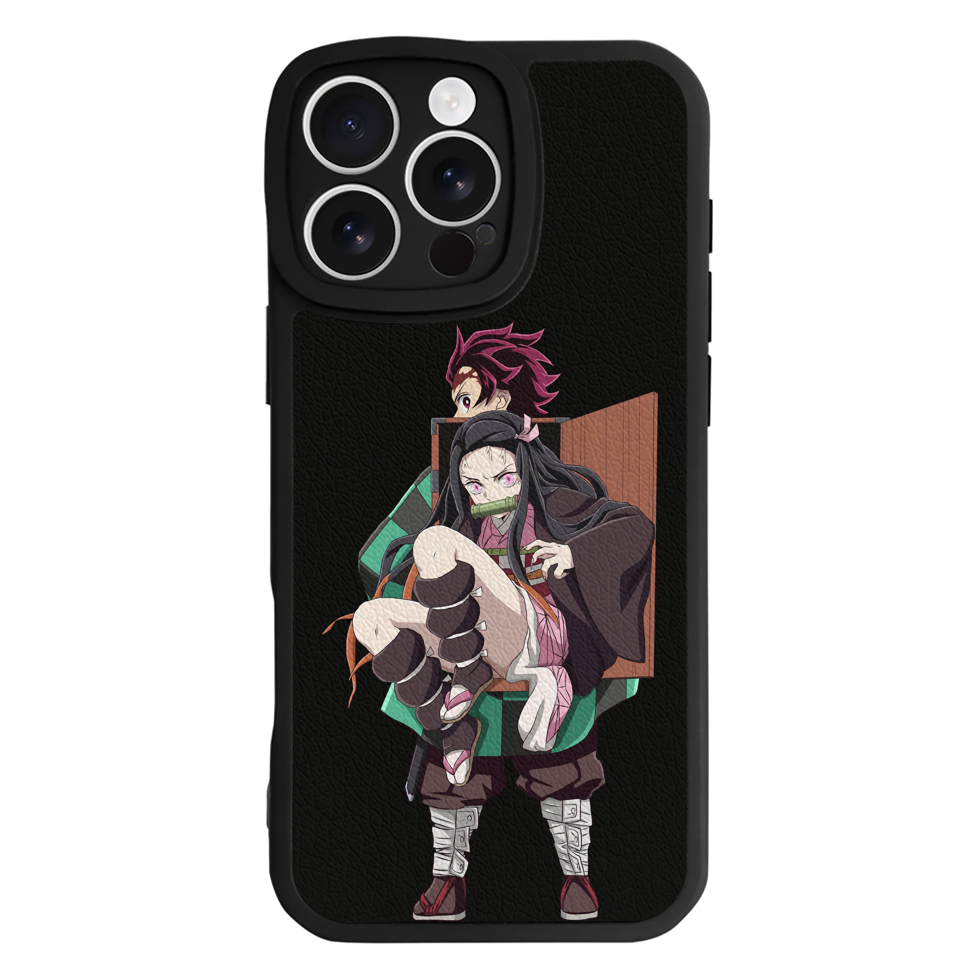 （画像用） 鬼滅の刃（きめつのやいば）竈門 禰󠄀豆子／かまど ねずこ Kamado Nezuko 【iPhone 16シリーズ対応】シリコンスマホケース（レザー調） 材質：シリコン